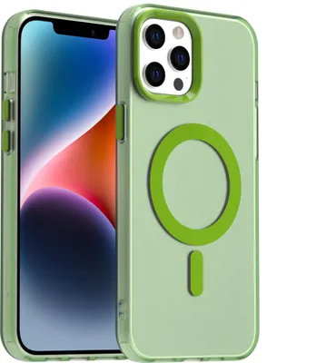 Produktbild von Handyhülle für iPhone 13 Pro Max, Hülle Kompatibel mit MagSafe, Schlank Durchscheinend Matt Stoßfest Schutzhülle Grün