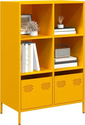 Produktbild von Highboard/Vitrine/Beistellschrank - Senfgelb 68x39x103,5 cm Stahl - Kommoden CC30971