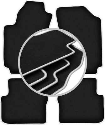 Produktbild von Fußmatten Automatten Velours Schwarz/Silber für Fiat Stilo 2000-2008 Set 4-tlg