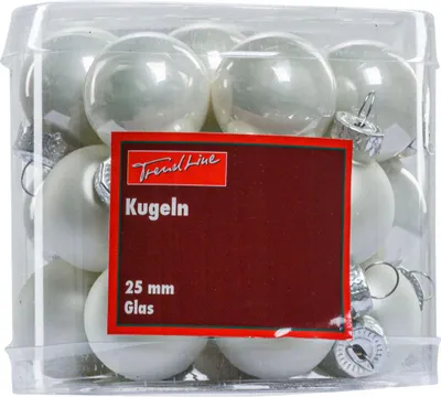 Produktbild von TrendLine Weihnachtskugeln aus Glas Ø 2,5 cm weiß 24 Stück