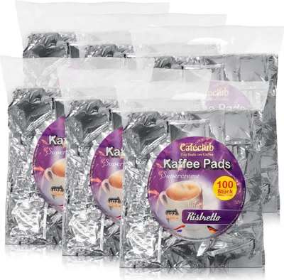Produktbild von Cafeclub Kaffeepads Ristretto Supercreme Megabeutel 100 Stück (6er Pack)