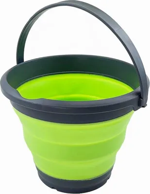 Image de Seau pliable en plastique de 5,5 l, saladier rond pliable, pichet d'eau portable, peu encombrant (gris/vert)