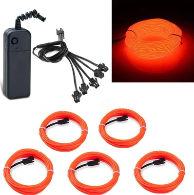 Produktbild von 5*1m EL Kabel Neon Lichtschnur Leuchtschnur LED Licht Glühen Leuchtdraht Halloween Orange