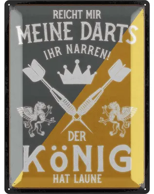 Produktbild von LANOLU XXL Retro Blechschild Dart, Bar, Kneipen und Partykeller Dekoration, Irish Pub Deko Geschenk Männer, Darts Metallschild 30x40cm