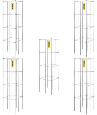 Produktbild von VEVOR Tomatenkäfige, 14,6" x 14,6" x 39,4", 6er-Pack quadratische Pflanzenstützkäfige, grüne PVC-beschichtete Stahl-Tomaten-Türme für kletternde Gemüse, Pflanzen, Blumen, Früchte, 30x30x117 cm, 5 Stück