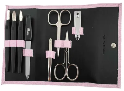 Produktbild von Nagelpflege Set 8-tlg. Echtleder Etui | Maniküre Pediküre | Solingen | Germany Rosa