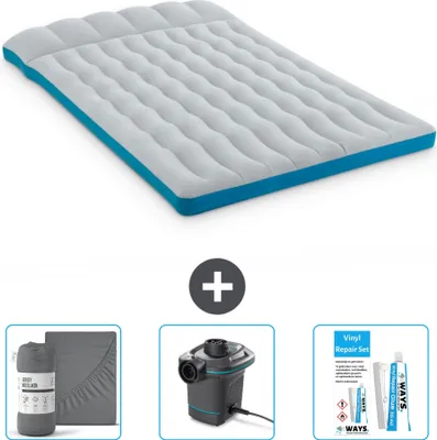 Produktbild von Intex Campingmatte – 2 Personen – 127 x 193 x 24 cm – Blau – im Lieferumfang enthalten Spannbettuch - Pumpe en Reperaturset