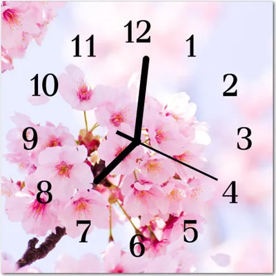 Produktbild von Glasuhr Wanduhr Küchenuhr Echt-Glas 30x30 cm Blüten rosa
