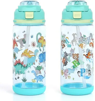 Productafbeelding van Set van 2 Kinderdrinkflessen met Rietje, 600ml