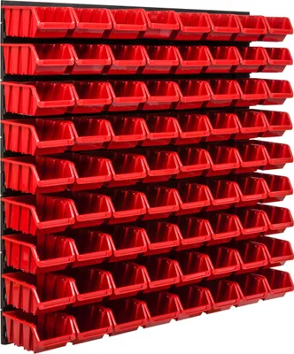 Immagine prodotto di Sistema di stoccaggio Scaffale da officina | 78 x 78 cm | 72 pezzi. Scatola | Scaffale a muro con contenitori impilabili - Pannelli a muro Scaffale extra resistente Scaffale portautensili Scaffale da magazzino Scaffale da garage