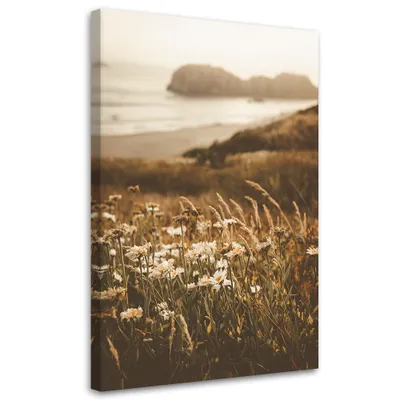 Produktbild von Leinwandbild Blumen am Meer 80x120 Feeby Beige bild für die wand bereit zum aufhängen