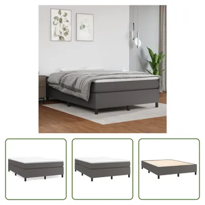 Produktbild von The Living Store Bettgestell Grau 140x190 cm Kunstleder