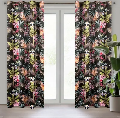 Produktbild von Vorhang SAMI dunkelgrau rosa 135x250 cm Ösen Ösenvorhang