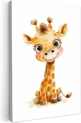 Produktbild von Leinwand Bilder 80x120 cm - Kinder Tiere - Giraffe, Bilder, Wanddeko, Wandbilder Wohnzimmer