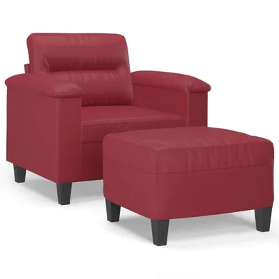 Image de vidaXL Fauteuil avec pouf vin rouge 60 cm similicuir