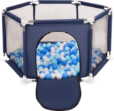 Obrázok produktu pre Selonis Šesťhranná ohrádka so 100 loptičkami Ohrádka pre deti, modrá:babyblue/blue/pearl