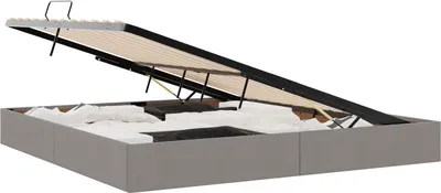 Image de vidaXL Coffret de lit avec rangement, couleur taupe, 200 x 200 cm, tissu