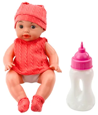 Immagine prodotto di Bambolina Con Biberon Vestito Rosa Suoni 30cm