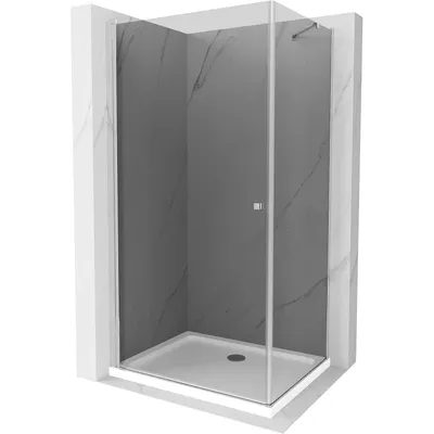 Obrázek produktu pro Mexen Pretoria sprchový kout s otočnými dveřmi 100 x 80 cm, grafitově černá, Chromovaná + vanička do sprchového kouta Flat - 852