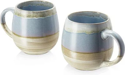 Zdjęcie produktu dla Zestaw 2 dużych niebieskich kubków ceramicznych