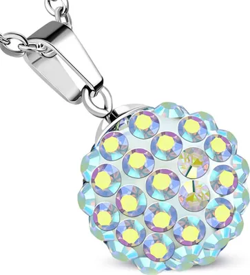 Produktbild von Damen Halskette Shamballa Anhänger Zirkonia Kristalle Autiga® silber-aurora-borealis