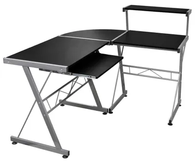 Productafbeelding van Hoekbureau L-Vormig - Zwart - 132 x 112 x 99 cm - Houtmateriaal