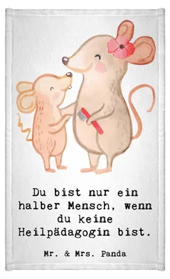 Produktbild von Mr. & Mrs. Panda Handtuch Heilpädagogin Herz - Weiß - Geschenk, Ausbildung, Lustig, Mini-Handtuch, Frotteehandtuch, baumwolle, Gästetuch, Klein, Spruch, Studium