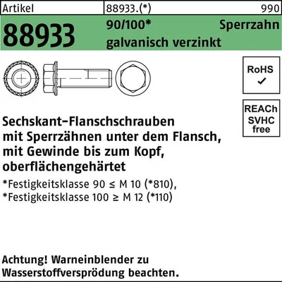 Produktbild von Reyher  6kt.-Flanschschrauben Sperr. Kl. 90 Zn, M 5x12 Zn (500 Stück)