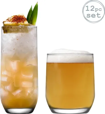 Produktbild von LAV 12 Stück Sude Glas Set - Modernes Glas Highball Cocktail Whiskey Tumblers - 315 ml