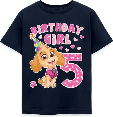Produktbild von Spreadshirt Paw Patrol Skye 5. Geburtstag Kinder T-Shirt, 98/104 (3-4 Jahre), Navy