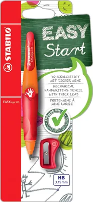 Immagine prodotto di Matita meccanica ergonomica per destrimani - STABILO EASYergo 3.15 in arancione/rosso - matita singola - inclusa 1 mina spessa - durezza HB e temperino