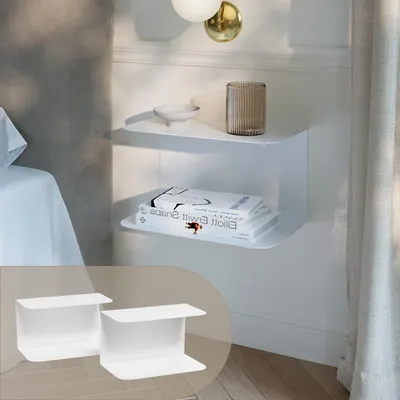 Immagine prodotto di Set di 2 comodini da parete "Notodden" in acciaio, 40 x 23 x 23 cm, bianco