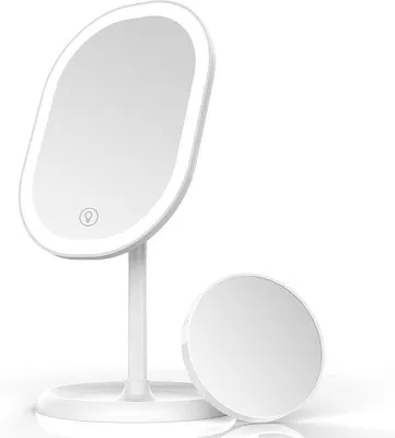 Image de Miroir d'éclairage à LED, grossissement 10x, pliable à 180°, rechargeable par USB