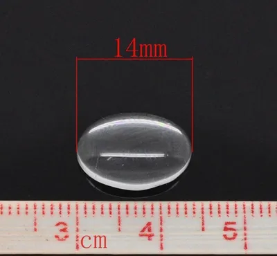 Produktbild von 5 Glaskuppel, Glascabochon, Klebestein, 14 x 10 mm