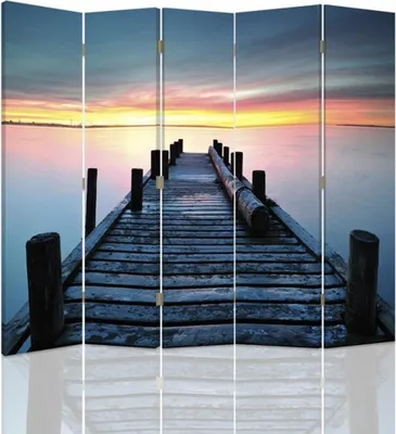 Produktbild von Paravent - Raumteiler Sunset Pier - Dekorativer Raumtrennercm. 180x170 (5 x)