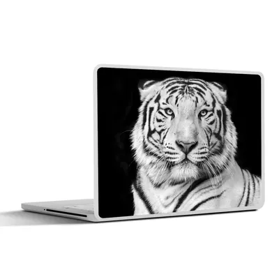 Produktbild von MuchoWow® Laptop Aufkleber Sticker Cover Tiger - Schwarz - Weiß - Porträt - Tiere 40x30 cm - Laptop Dekoration - Selbstklebend