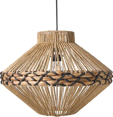 Produktbild von BELIANI Hängelampe Naturfarben Papierseil Geflochten Natürlich Boho Style Pendelleuchte Hängeleuchte Esszimmerlampe Wohnzimmerlampe