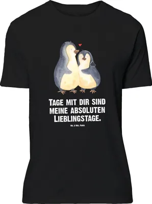 Produktbild von Mr. & Mrs. Panda Größe M T-Shirt Pinguin umarmen - Schwarz - Geschenk, Hochzeit, Liebe, Hochzeitsgeschenk, Herren, Hochzeitstag, Tshirt, mit Spruch, Shirt