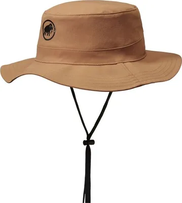 Beige Runbold Hut von Mammut mit breiter Krempe und Kordelzug.