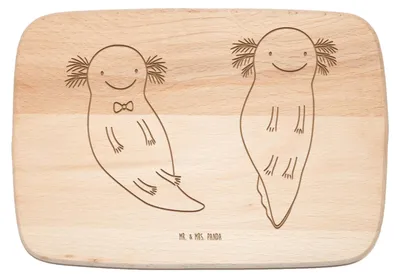 Produktbild von Mr. & Mrs. Panda Frühstücksbrett Axolotl Liebe - Transparent - Geschenk, Valentinstag, Freund, Freundin, schneidbrett, für, Holzbrett, Hochzeitstag, vesperbrett, Frauen