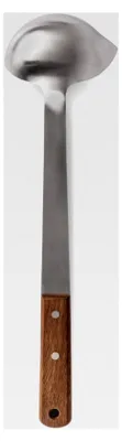 Produktbild von Schöpfkelle 30 cm – Robuste Edelstahlkelle mit Walnussholzgriff und Ausgießtülle für Camping und Outdoor-Küche