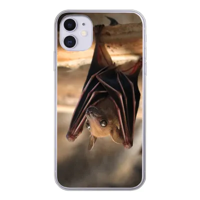 Produktbild von MuchoWow® Handyhülle Schutzhülle Hülle für iPhone 11 Baby - Fledermaus - Holz Silikon Softcase Handy Hülle - Handytasche