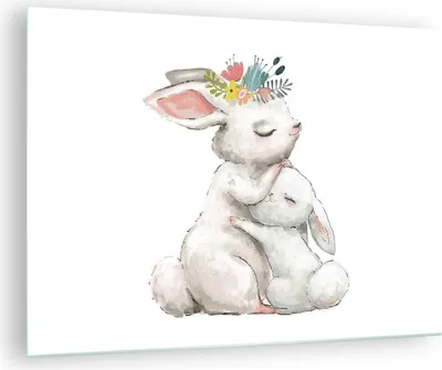 Produktbild von Bilder auf glas - Einteilig - Kaninchen Hase Kinder - 70x50cm - Glasbilder - Wandbilder - Bilder - zum Aufhängen bereit - Wanddekoration aus Glas - Glas Bilder - Wandbild auf Glas - GAA70x50-4725
