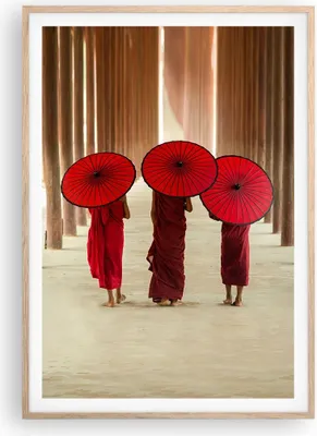 Produktbild von Gerahmtes Poster - Rahmen in heller Eiche - Bhutan Regenschirm Rot - 70x100 cm - Wand Bild - Wanddeko - Wandbilder - Wandposter - Bilderrahmen - Bilder - Kunstdruck - Wandbild - P2NPA70x100-4290