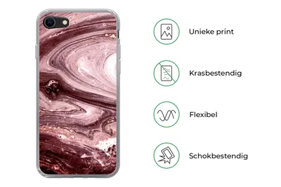 Produktbild von MuchoWow® Handyhülle Schutzhülle Hülle für iPhone SE 2022 Marmor - Gold - Rosa Silikon Softcase Handy Hülle - Schutzhülle