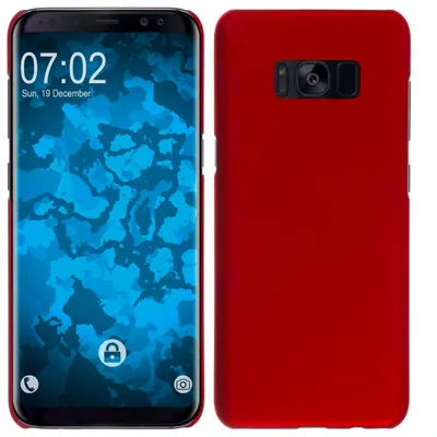 Produktbild von PhoneNatic Case kompatibel mit Samsung Galaxy S8 Plus - Hülle rot gummiert Hard-case + flexible Folie