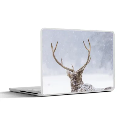 Produktbild von MuchoWow® Laptop Aufkleber Sticker Cover Hirsche - Geweihe - Schnee - Winter 32.5x23.5 cm - Sticker für Laptop - Selbstklebend