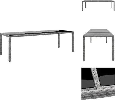 Produktbild von vidaXL Gartentisch 250x100x75 cm Hartglas und Poly Rattan Grau -  Gartentische