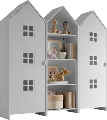 Produktbild von Regalschrank Set Kania 173x37x171 Standregal MDF Weiß /Bunt
