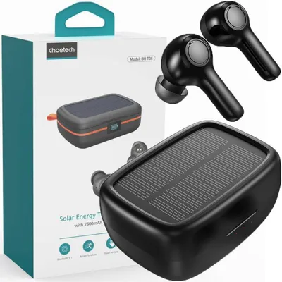 Produktbild von TWS Kabellose Kopfhörer mit Solarladegerät schwarz